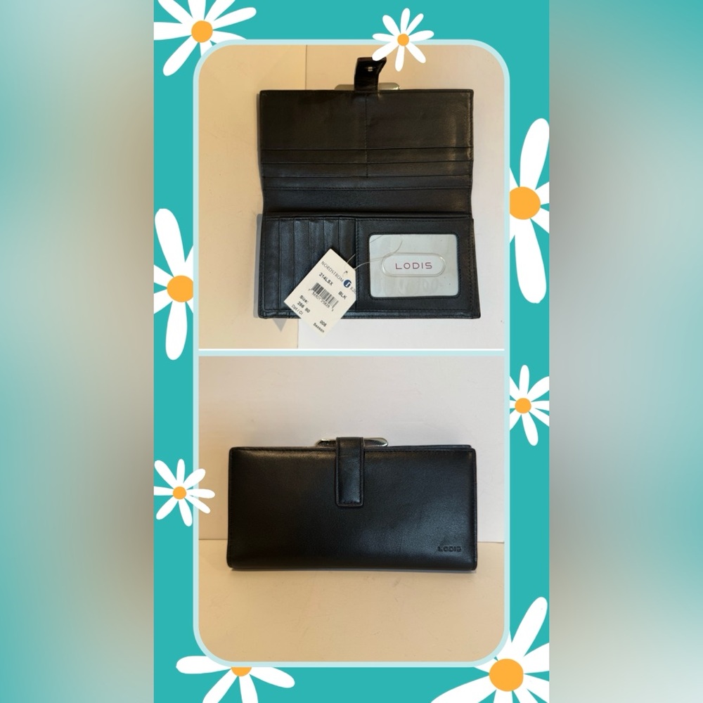 🆕 Lodis Classic Black Leather Clutch